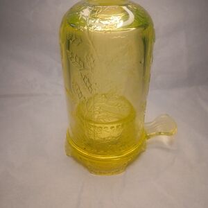 Mosser Fairy Lamp Vaseline Glass Holly Berry Yellow